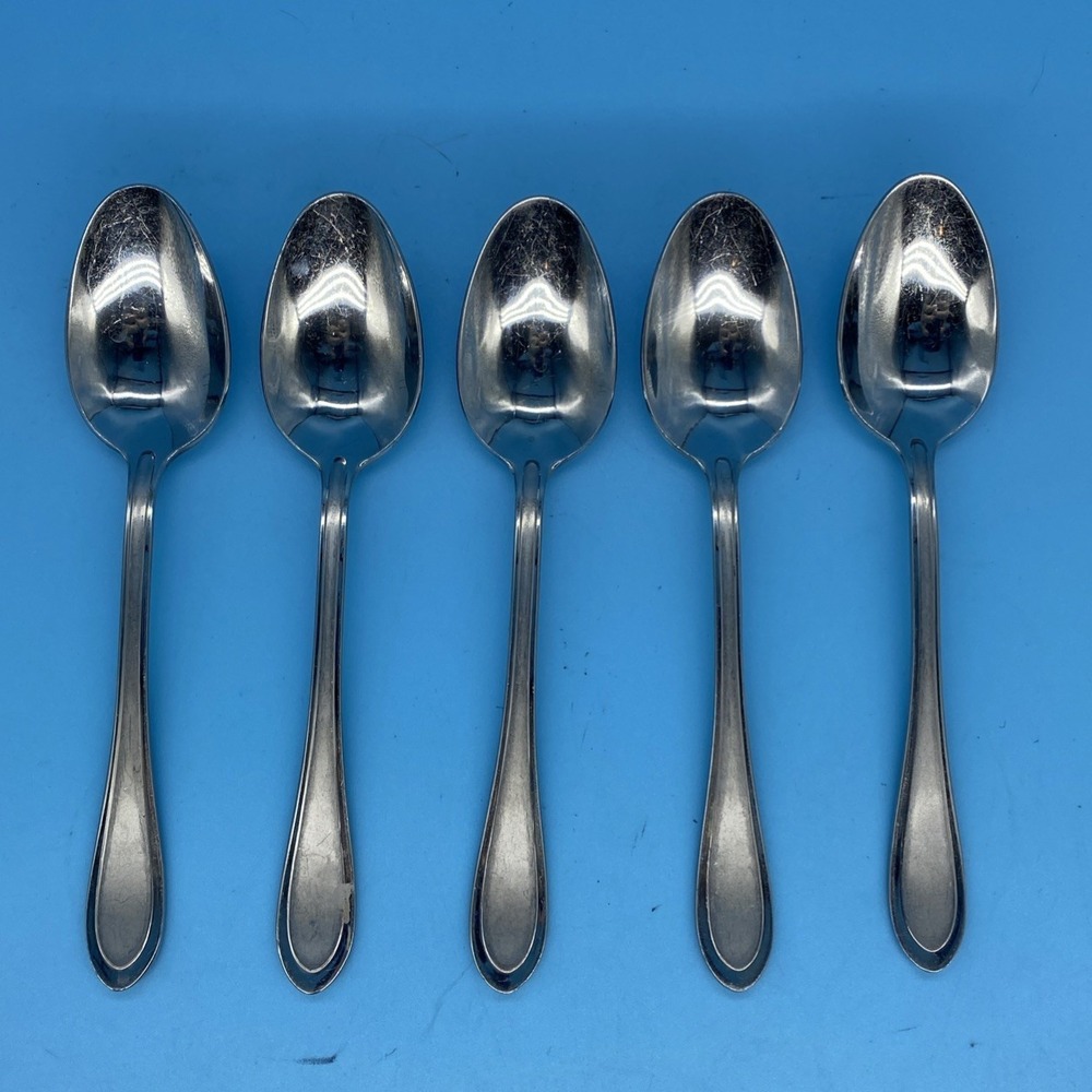 Set of 5 Oneida Joanne (Joann) 7" Stainless Tablespoons - Frosted Center Handle